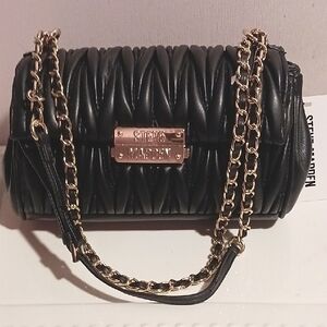 Elegant! Steve Madden ⚜️ Black Gathered Mini Bag with Gold Chain ⚜️👑⚜️